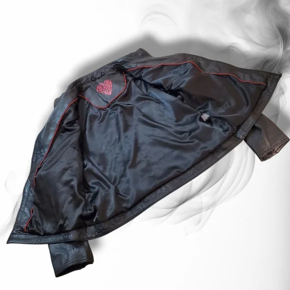 SLINK Jeans Plus LAMB LEATHER Crop Moto Jacket Women's Size XL , 1X - Picture 3 of 14